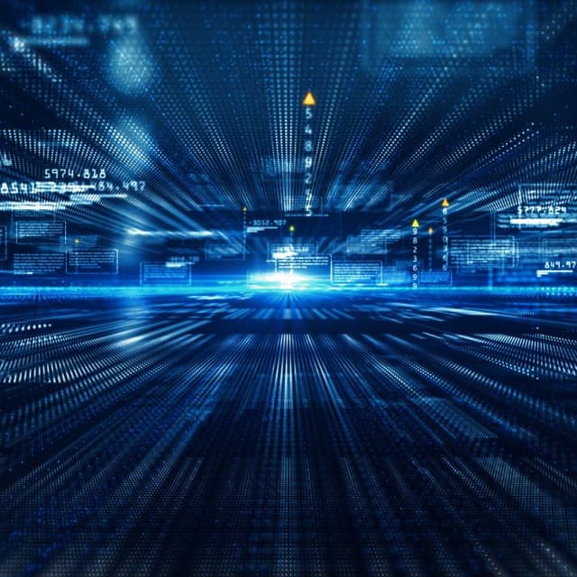 Digital blue background with converging light streaks – symbolizing innovation, technology, and EIS eligibility criteria in Singapore